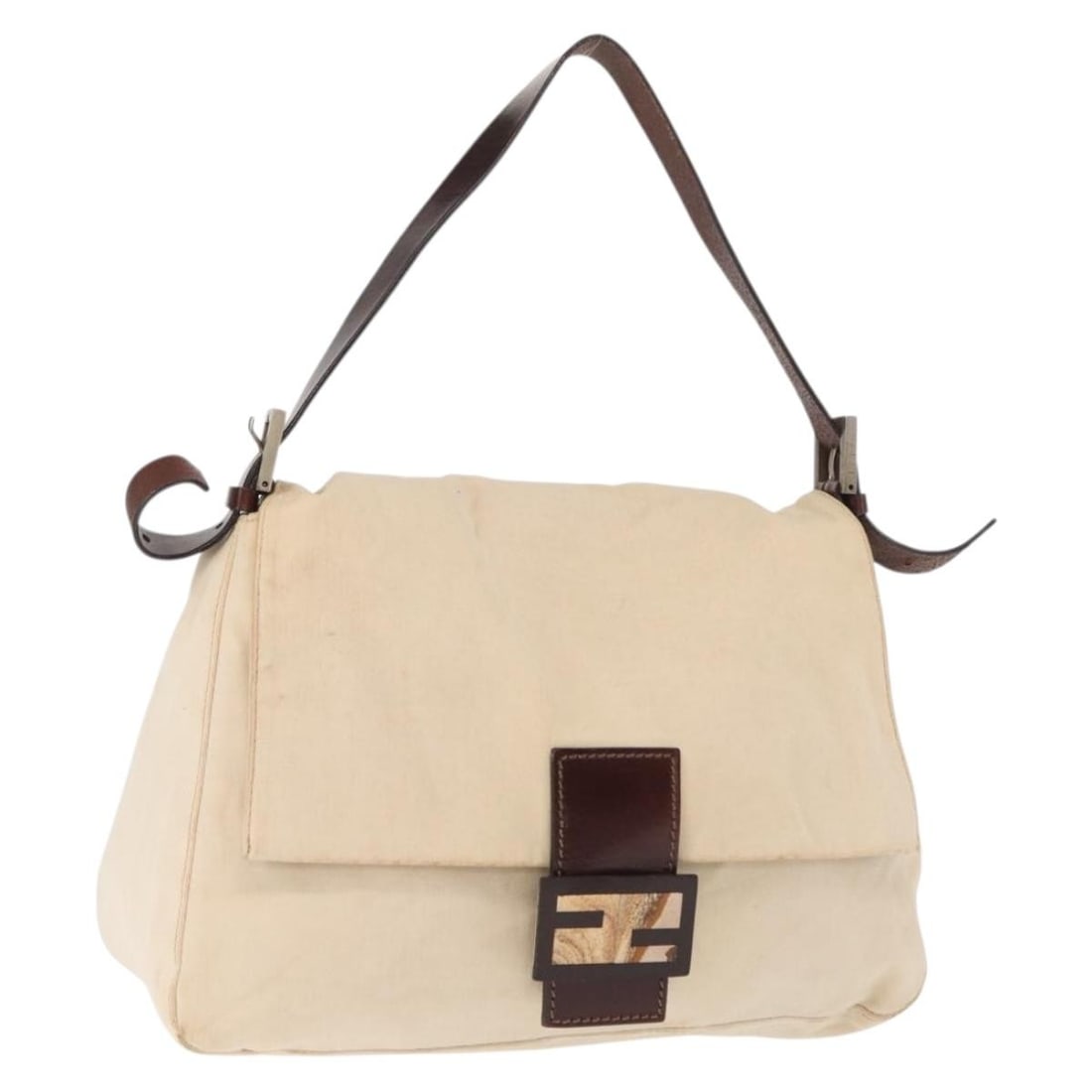 Fendi Canvas Handbag in Beige and Silver Made in Italy (1 of 18)