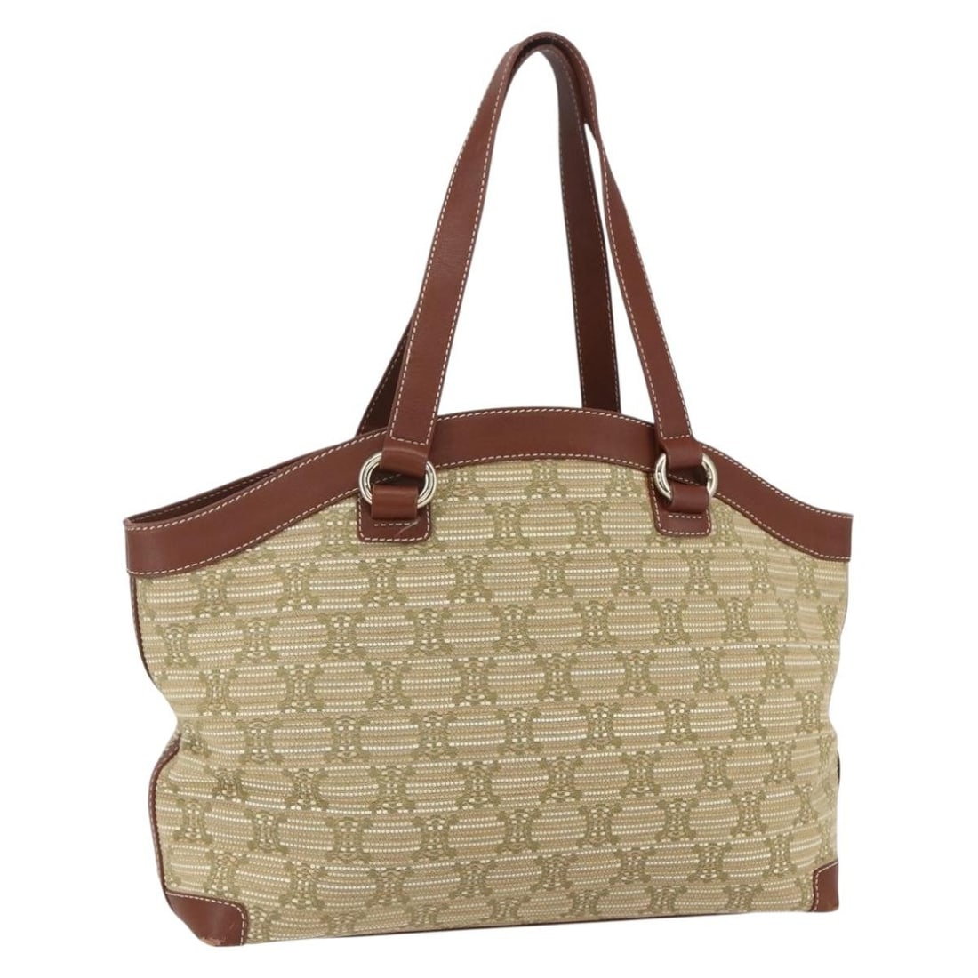 CELINE Macadam Canvas Tote Bag Beige Gold Made in Italy: CELINE Macadam Canvas Tote Bag Beige Gold Made in Italy This CELINE Paris Macadam Canvas Tote Bag is a stylish and practical accessory made in Italy. Featuring a sophisticated beige and gold color sch