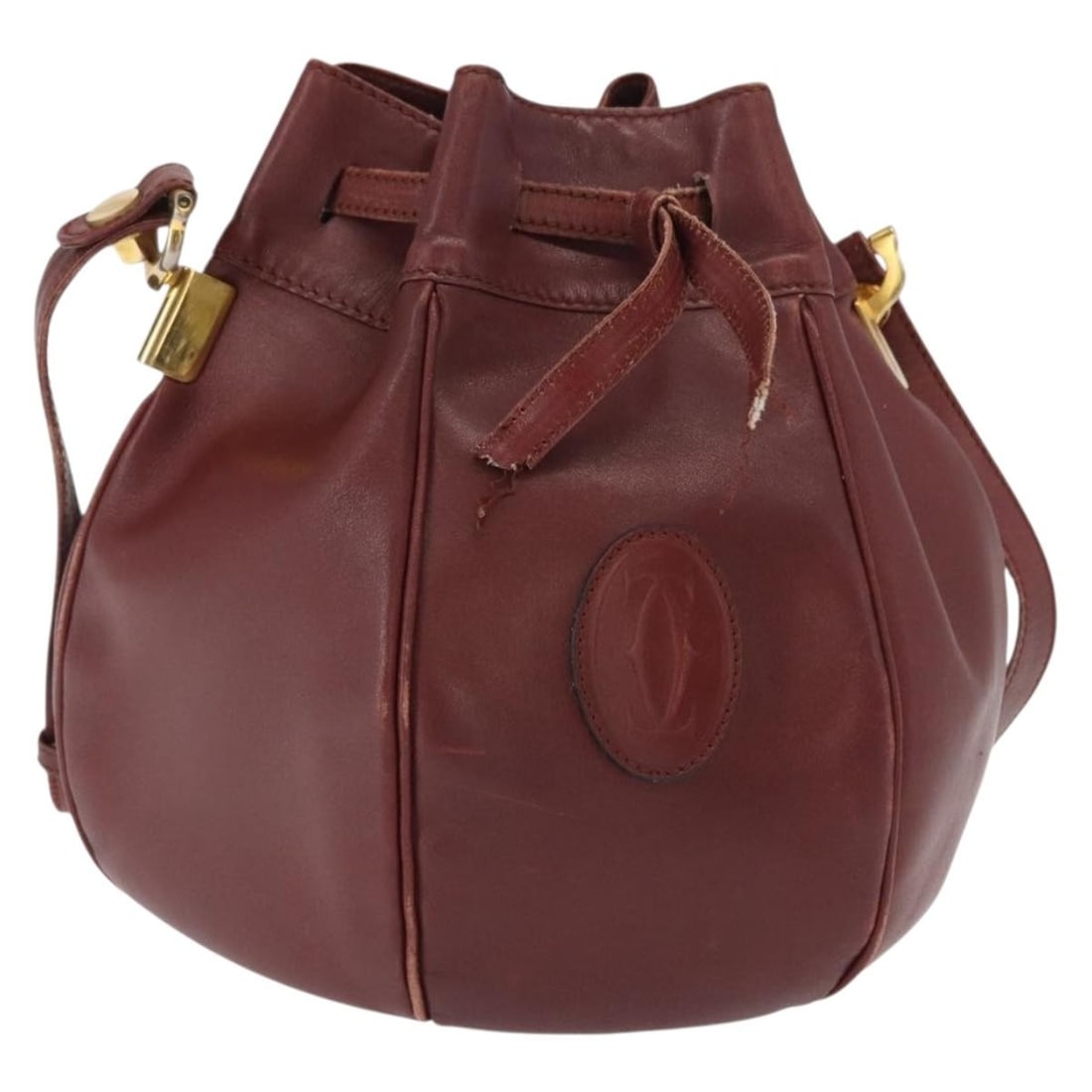 Cartier Must Line Bordeaux Leather Shoulder Bag with Guarantee Card (1 of 18)