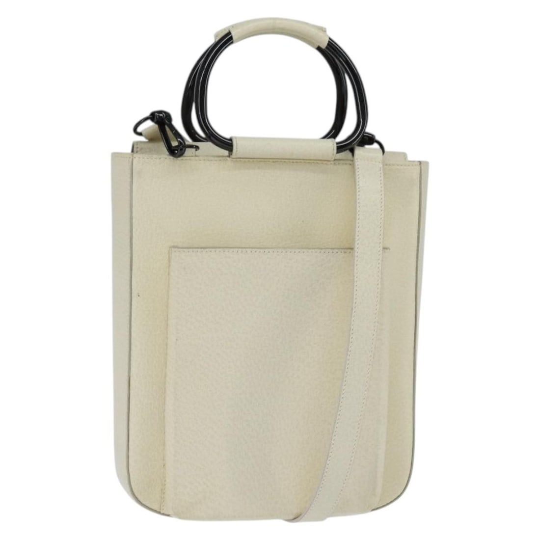 GUCCI Leather Hand Bag White 2way with Shoulder Strap Italy Auth 148823 (1 of 18)