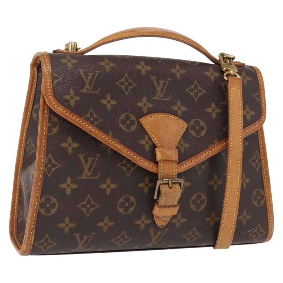 Louis Vuitton Bel Air Monogram Canvas Handbag with Shoulder Strap M51122: Louis Vuitton Bel Air Monogram Canvas Handbag with Shoulder Strap M51122 The Louis Vuitton Monogram Bel Air is a 2-way handbag crafted from signature monogram canvas. This versatile bag features a det