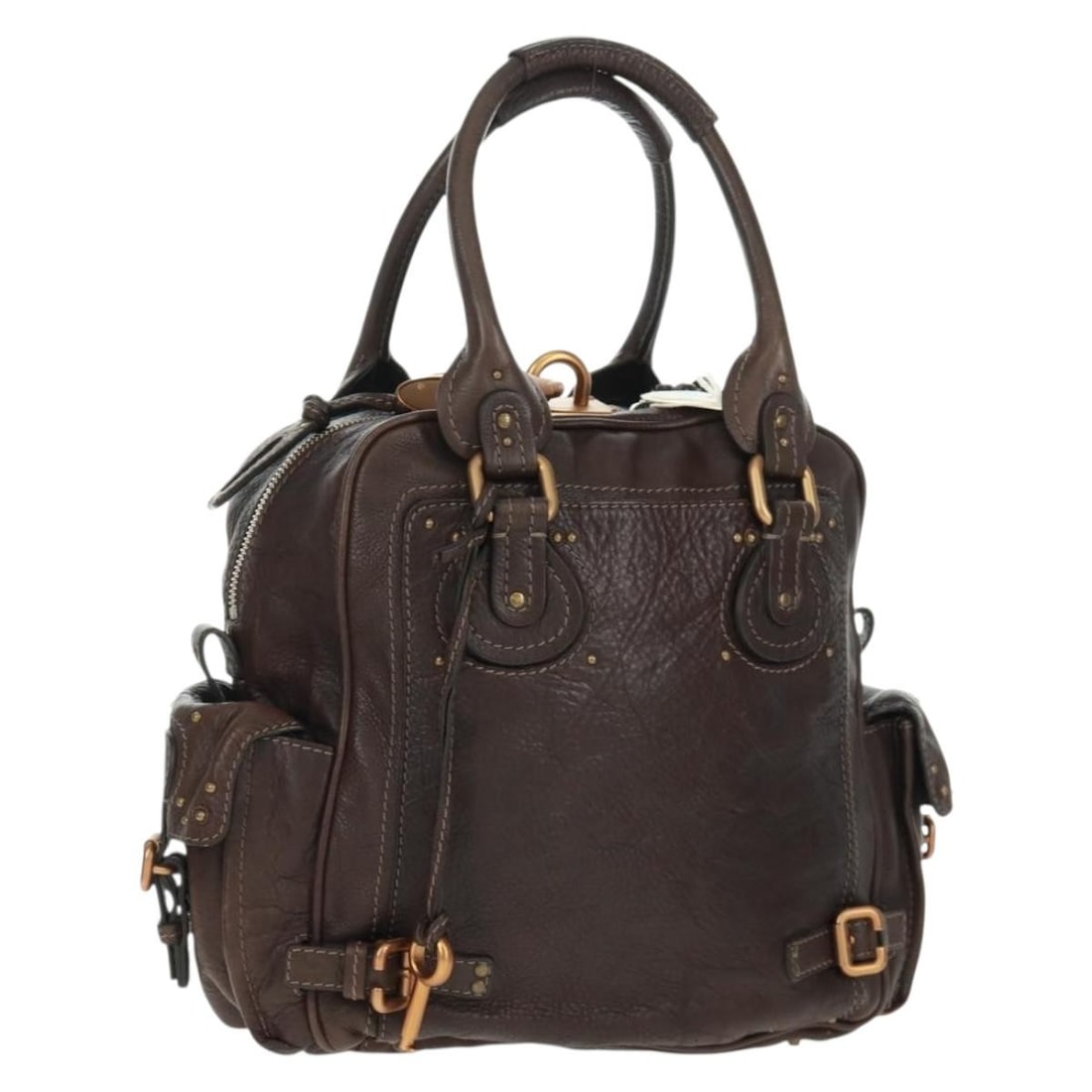 Dark Brown Leather Chloe Paddington Handbag with Gold Silver Hardware (1 of 18)