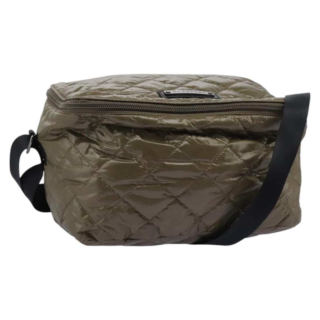 BURBERRY Khaki Nylon Shoulder Bag with Adjustable Strap: BURBERRY Khaki Nylon Shoulder Bag with Adjustable Strap Elevate your accessory collection with this authentic Burberry shoulder bag, crafted from durable nylon in a stylish khaki color. Designed for v