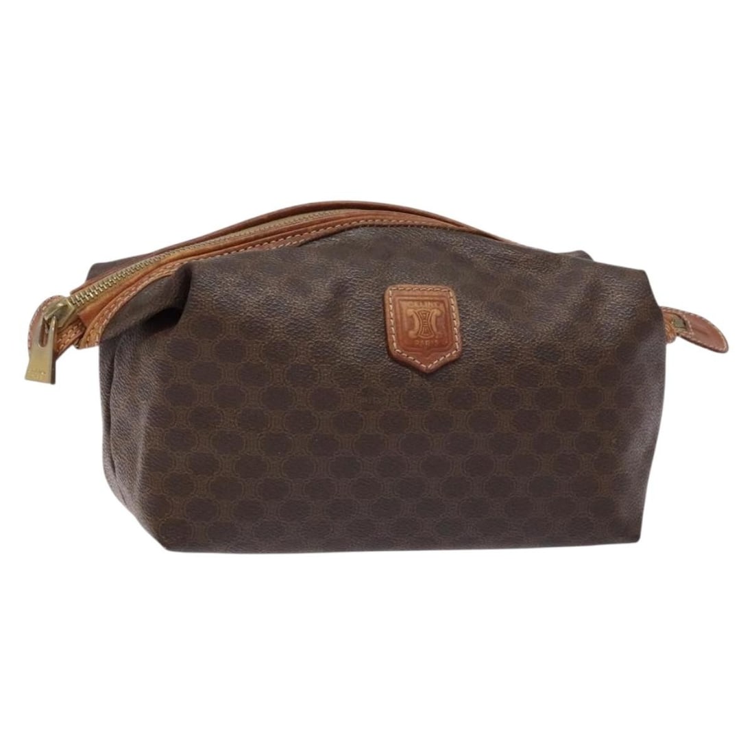 CELINE Macadam Canvas Clutch Bag PVC Leather Brown Gold Made in Italy (1 of 18)