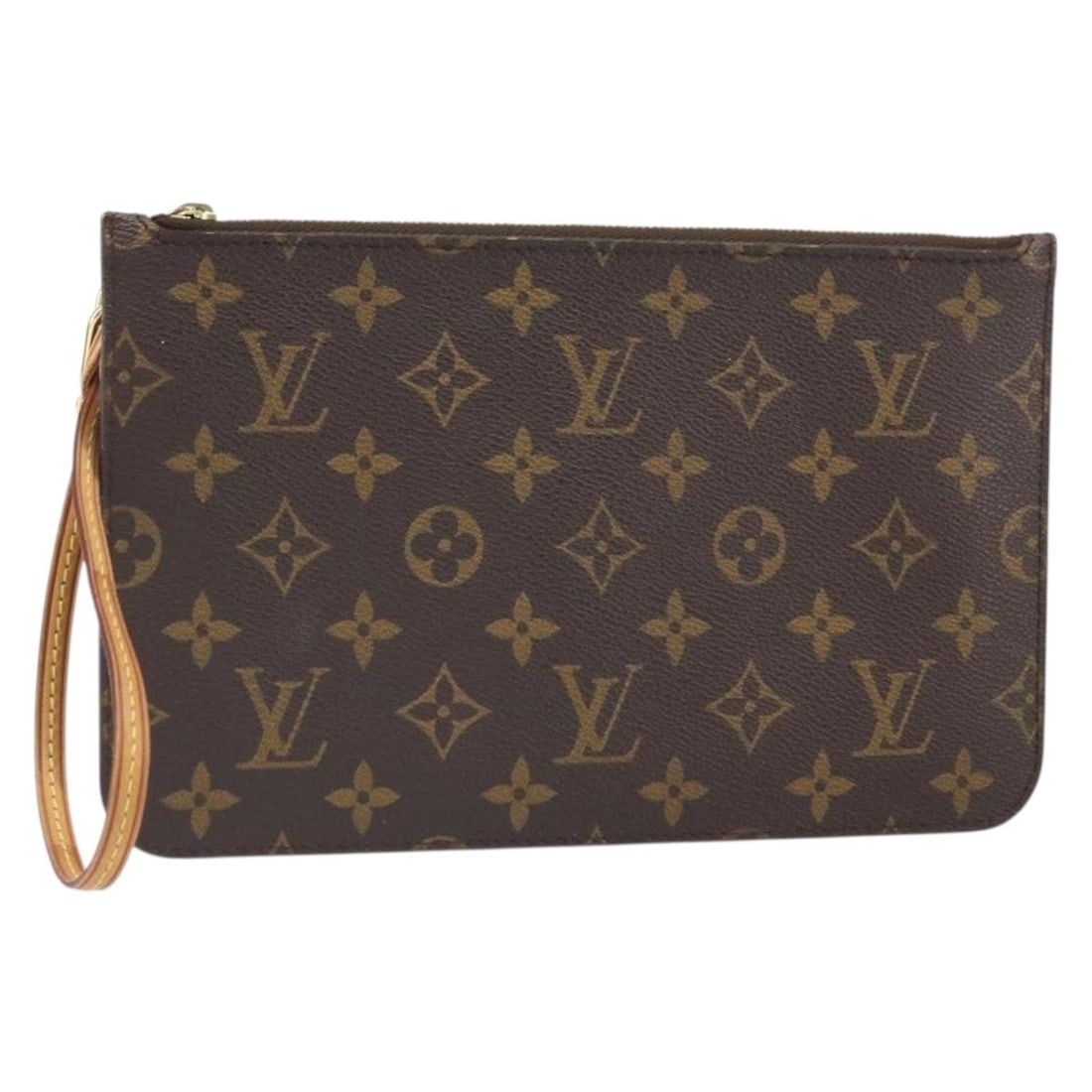 Monogram Canvas Louis Vuitton Neverfull MM Pouch Authentic France: Monogram Canvas Louis Vuitton Neverfull MM Pouch Authentic France This Louis Vuitton Monogram Neverfull MM Pouch is crafted from signature Monogram Canvas and manufactured in France. The pouch measure