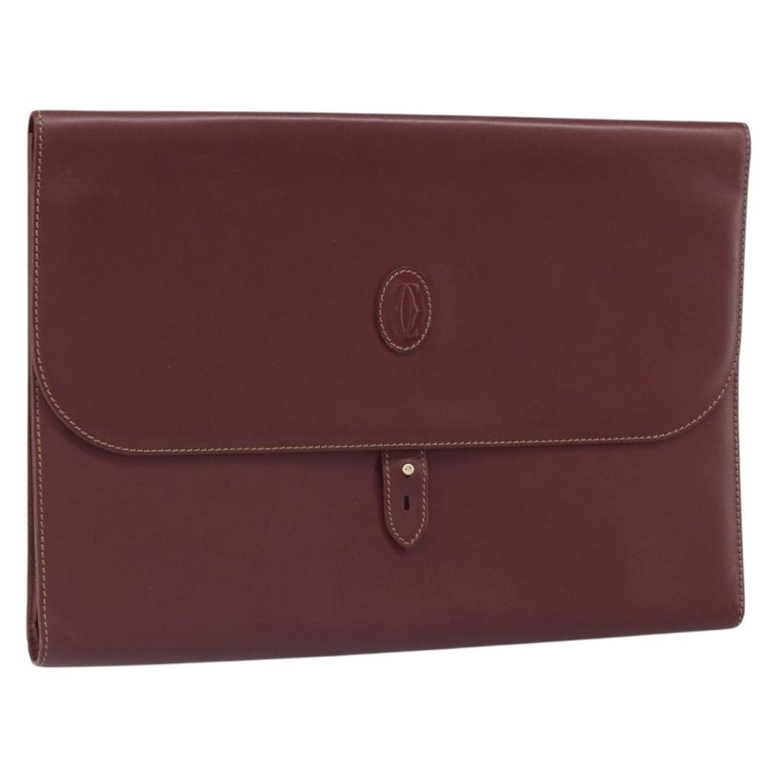 Leather Must Line clutch in Bordeaux and gold by Cartier (1 of 18)