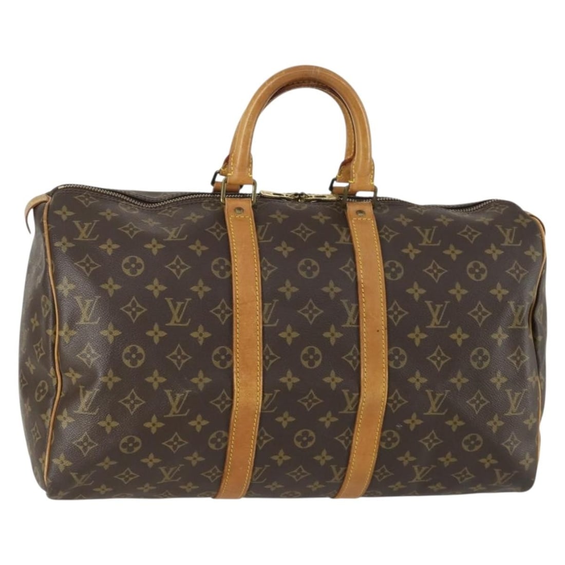 Louis Vuitton Keepall 45 Monogram Canvas Boston Bag M41428 France: Louis Vuitton Keepall 45 Monogram Canvas Boston Bag M41428 France This is a Louis Vuitton Monogram Keepall 45 Boston Bag, model M41428. Crafted from monogram canvas with natural leather trim, it featu