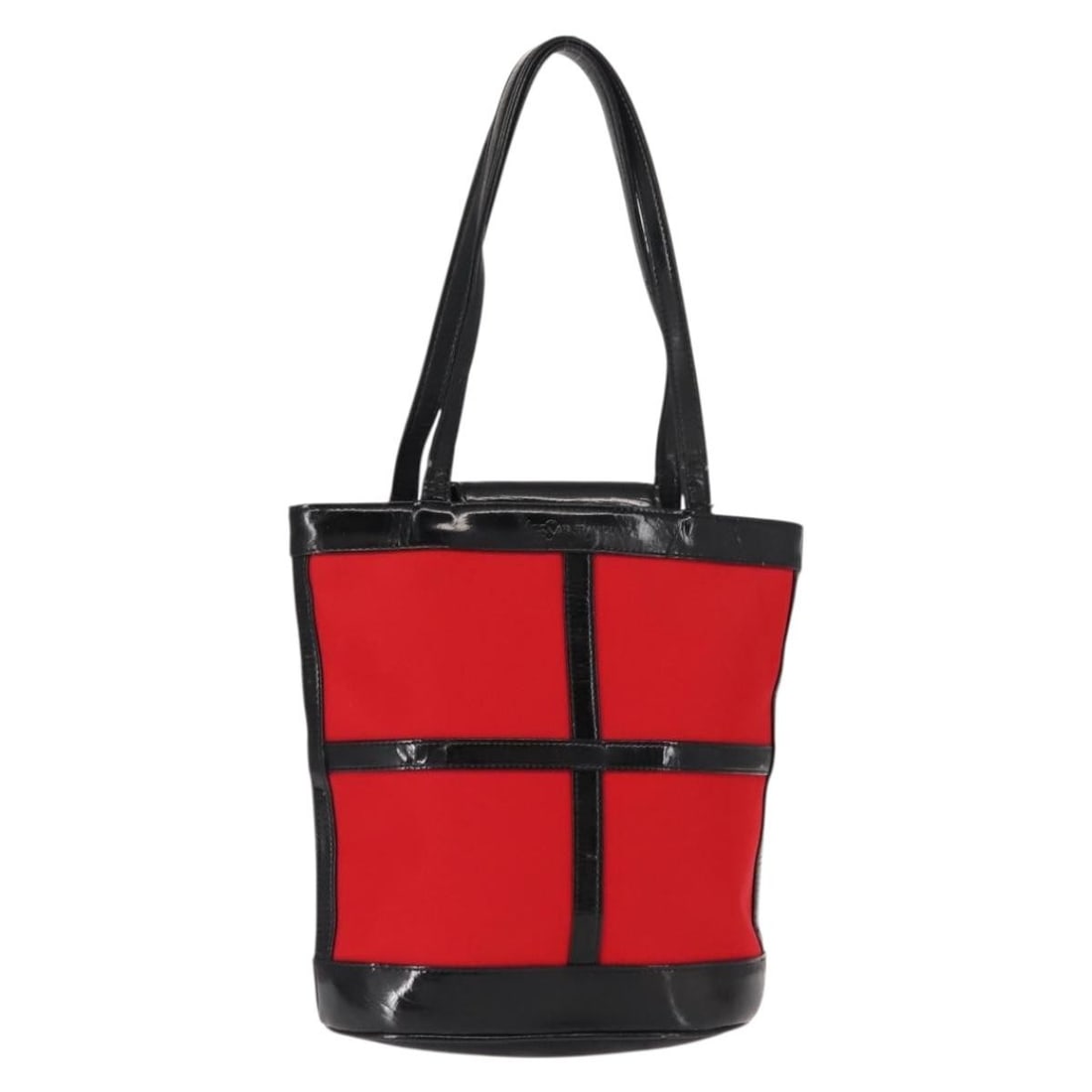 SAINT LAURENT Red Silver Enamel Tote Bag BA7096: SAINT LAURENT Red Silver Enamel Tote Bag BA7096 This SAINT LAURENT Tote Bag is crafted from durable enamel nylon in a striking red and silver color combination. Measuring approximately 11.0 inches in