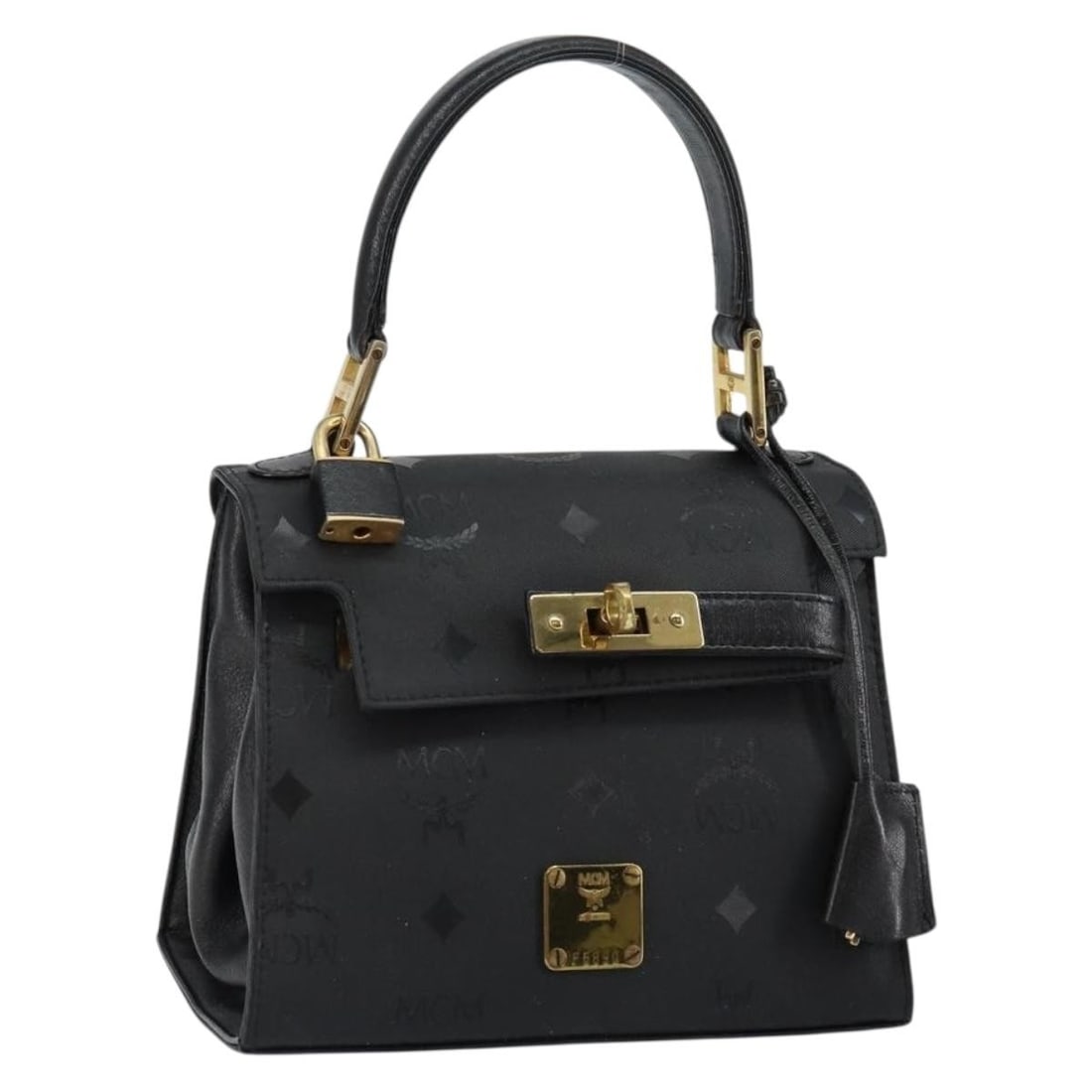 MCM Vicetos Logogram Hand Bag PVC Black Gold Auth F5890: MCM Vicetos Logogram Hand Bag PVC Black Gold Auth F5890 Elevate your accessory game with this MCM Vicetos Logogram Hand Bag, meticulously crafted in Germany. This stylish hand bag features a sleek bla