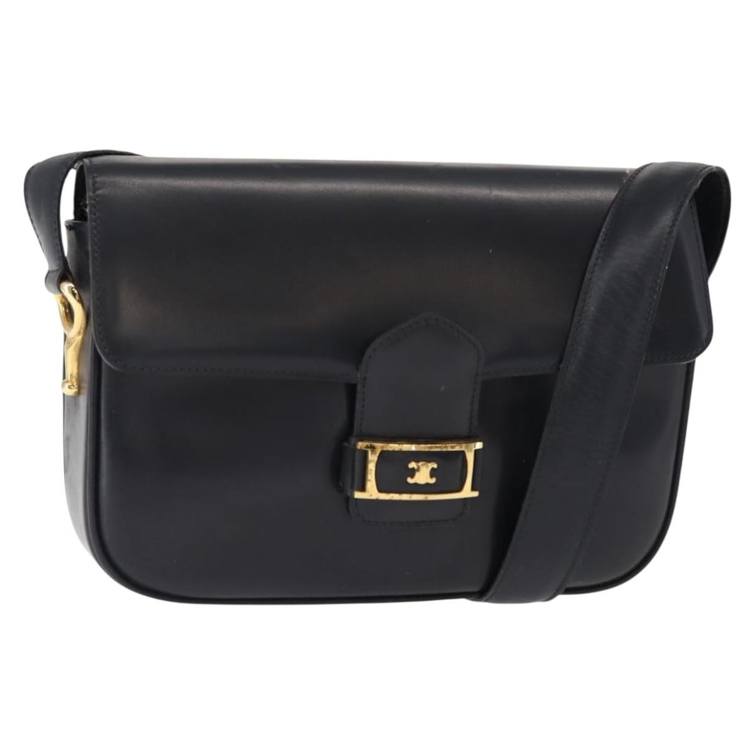 CELINE Vintage Leather Shoulder Bag Navy Gold Italy Auth: CELINE Vintage Leather Shoulder Bag Navy Gold Italy Auth This vintage CELINE shoulder bag showcases a timeless design crafted from high-quality leather in a sophisticated navy and gold color scheme. W