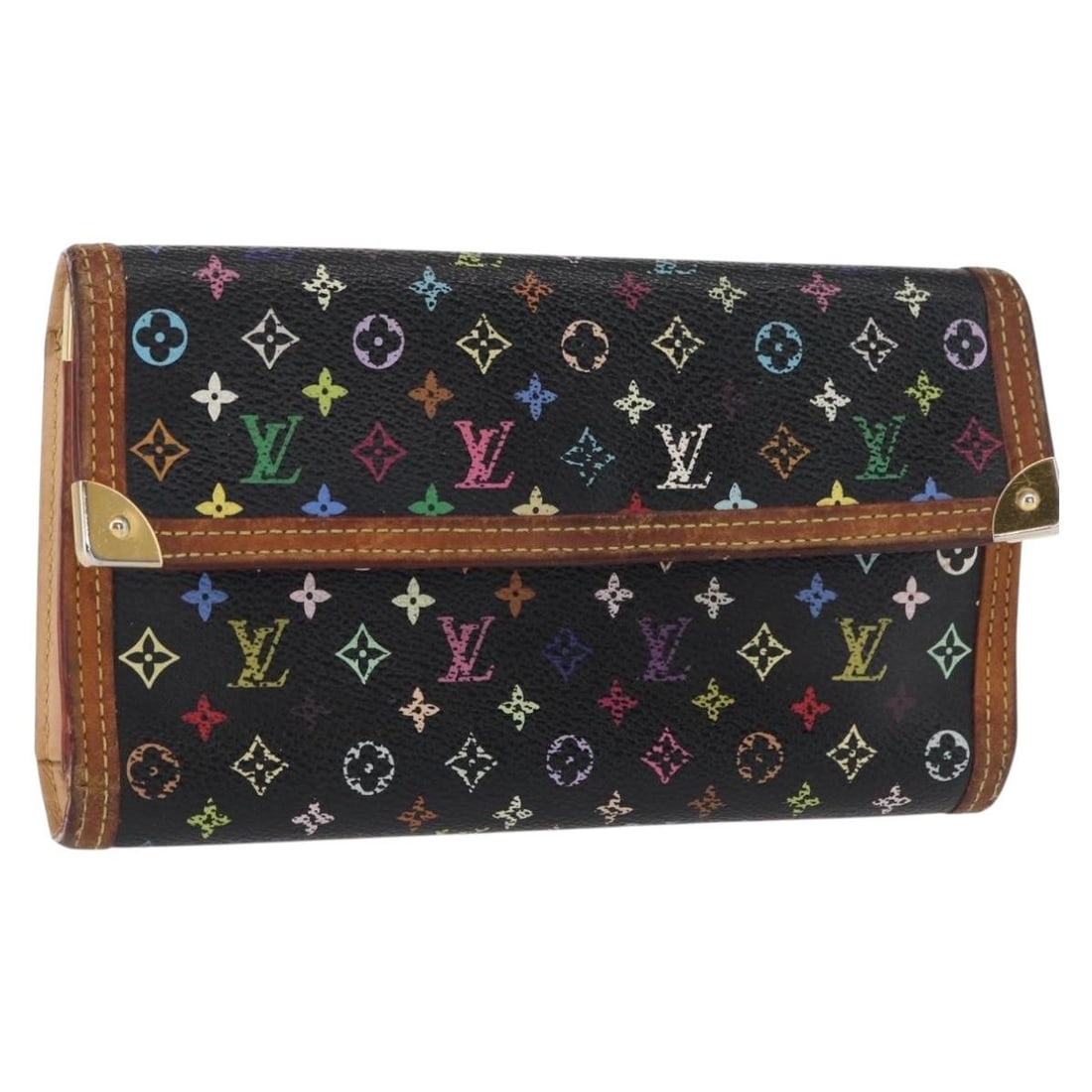 LOUIS VUITTON Monogram Multicolor Porte Tresor Wallet Black M92658 Authentic (1 of 18)