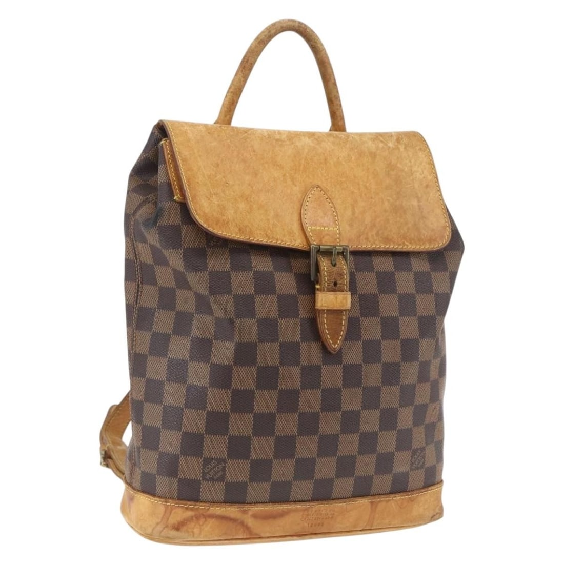 Damier Ebene Canvas Louis Vuitton Arlucan Backpack N99038: Damier Ebene Canvas Louis Vuitton Arlucan Backpack N99038 This Louis Vuitton Arlucan backpack is crafted from Damier Ebene canvas with a signature checkered pattern. It features a structured silhouett