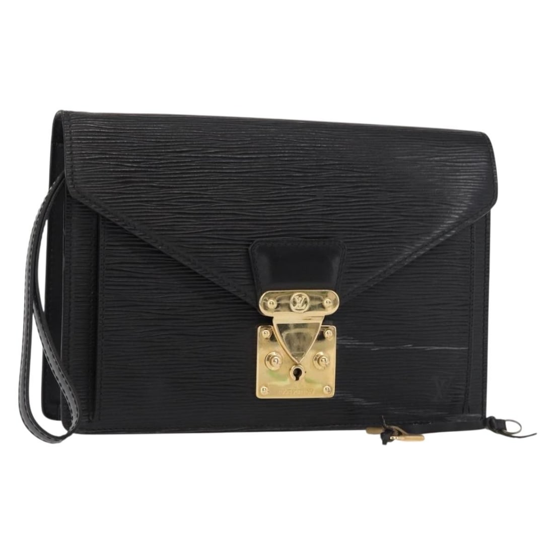 LOUIS VUITTON Epi Leather Dragonne Clutch Bag Black M52612 Auth (1 of 18)