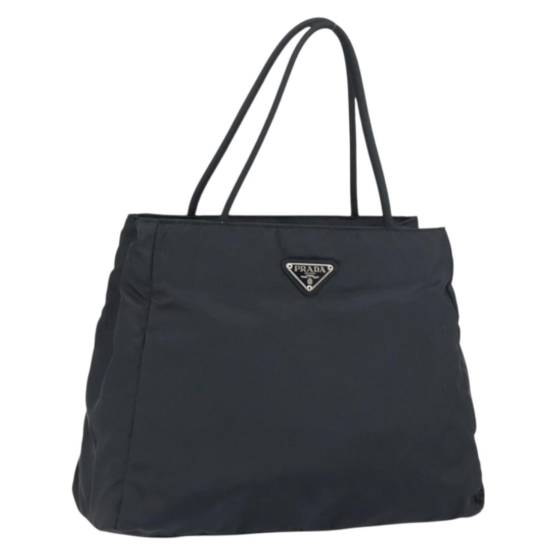 PRADA Black Silver Nylon Hand Bag Auth 151476 Italy: PRADA Black Silver Nylon Hand Bag Auth 151476 Italy This authentic PRADA hand bag is crafted from durable nylon in a sleek black and silver color combination. Measuring approximately 12.2 inches in le