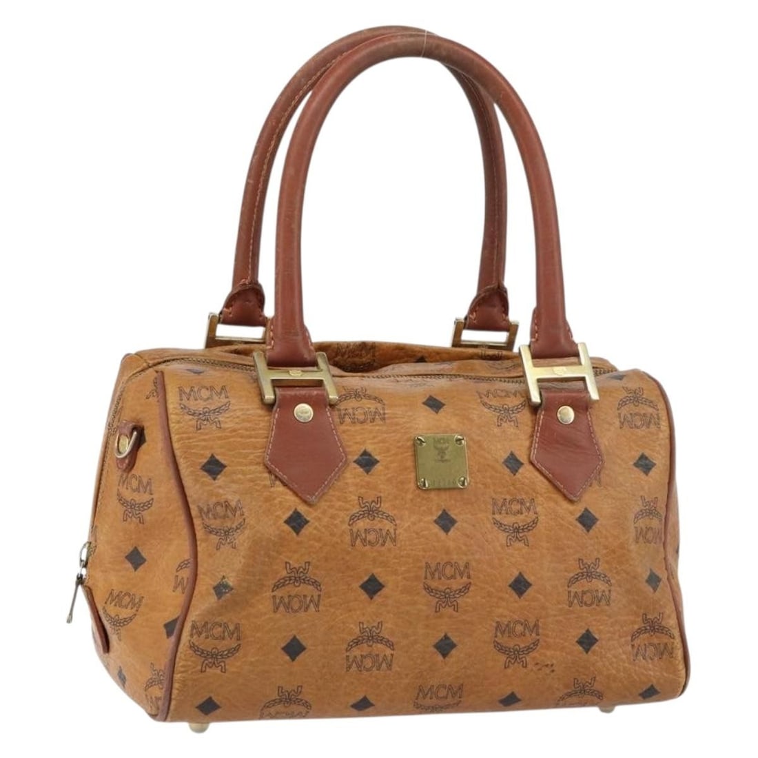 MCM Vicetos Brown PVC Leather Handbag with Gold Accents Germany (1 of 18)