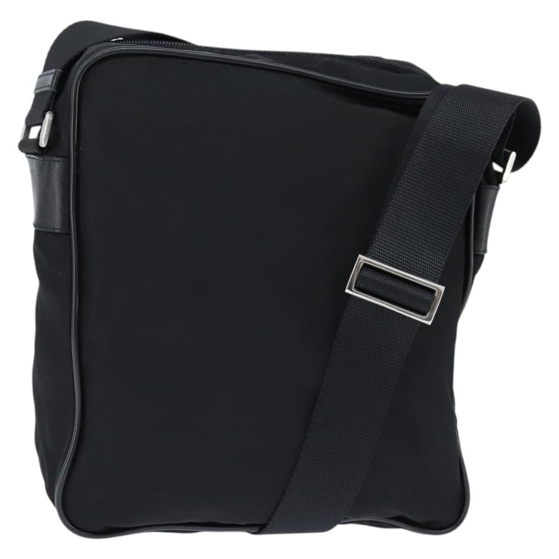 PRADA Black Silver Nylon Shoulder Bag Auth am9554 Italy: PRADA Black Silver Nylon Shoulder Bag Auth am9554 Italy This PRADA shoulder bag combines functionality with a sleek design, crafted from durable nylon in a sophisticated black and silver color scheme.