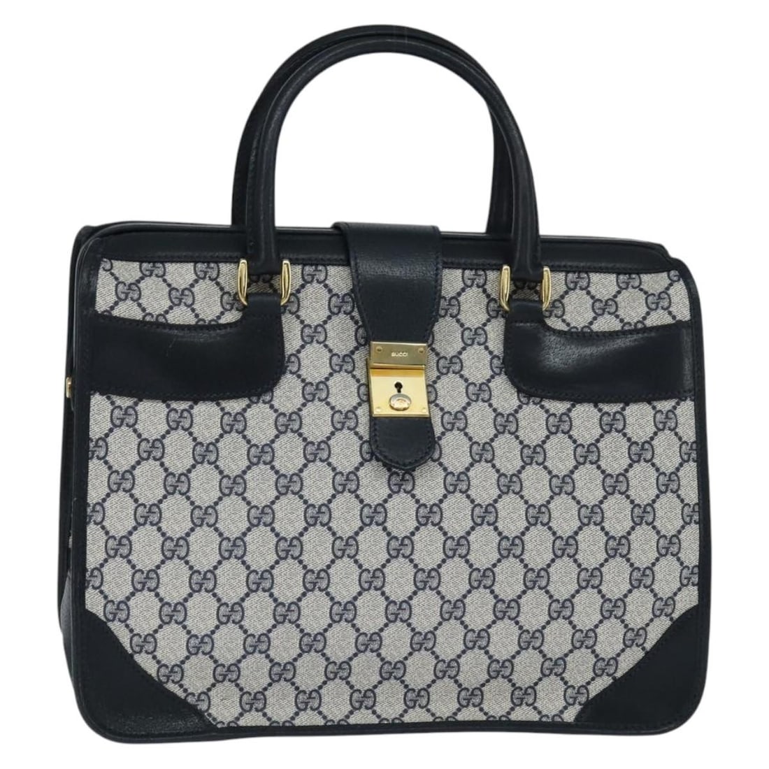 GUCCI GG Supreme Boston Bag Navy Gold 24 013 3983 Authentic: GUCCI GG Supreme Boston Bag Navy Gold 24 013 3983 Authentic This authentic GUCCI GG Supreme Boston Bag exudes elegance and functionality. Crafted in Italy, this stylish bag features a luxurious GG can