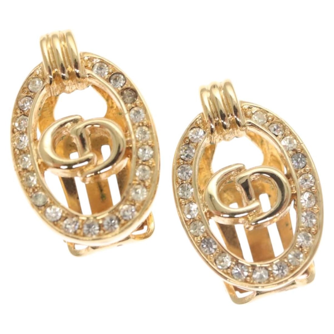 Christian Dior Gold Metal Earrings Authentic 119932 (1 of 9)