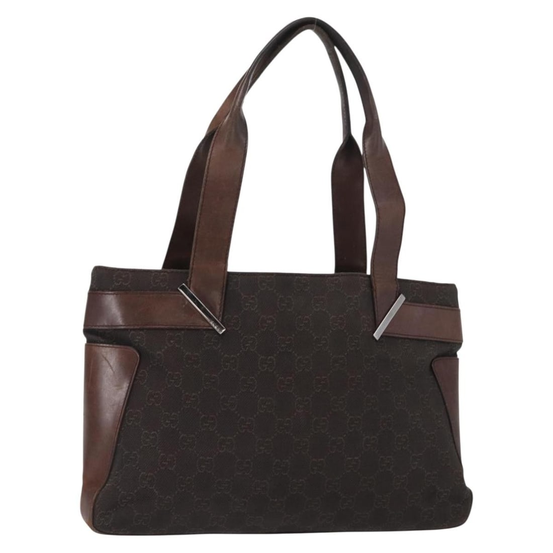 Brown GG Canvas Gucci Tote Model 73983 Silver Accents Handbag Italy: Brown GG Canvas Gucci Tote Model 73983 Silver Accents Handbag Italy This GUCCI GG Canvas Tote Bag features a brown and silver color scheme and is crafted from signature GG canvas material. Made in Ita