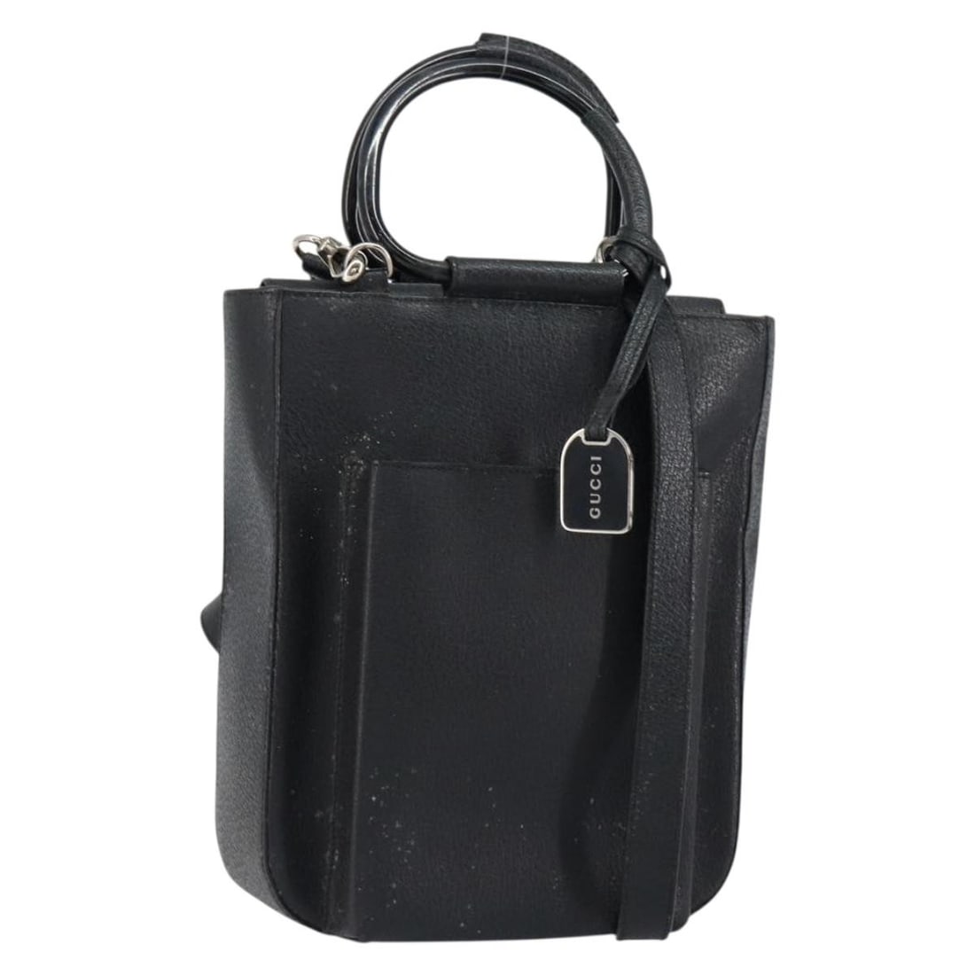 GUCCI Horsebit Leather Hand Bag Black 002 1118 0463 Authentic: GUCCI Horsebit Leather Hand Bag Black 002 1118 0463 Authentic This GUCCI Horsebit Hand Bag is a chic accessory crafted in Italy from high-quality leather. The sleek black exterior is complemented by a
