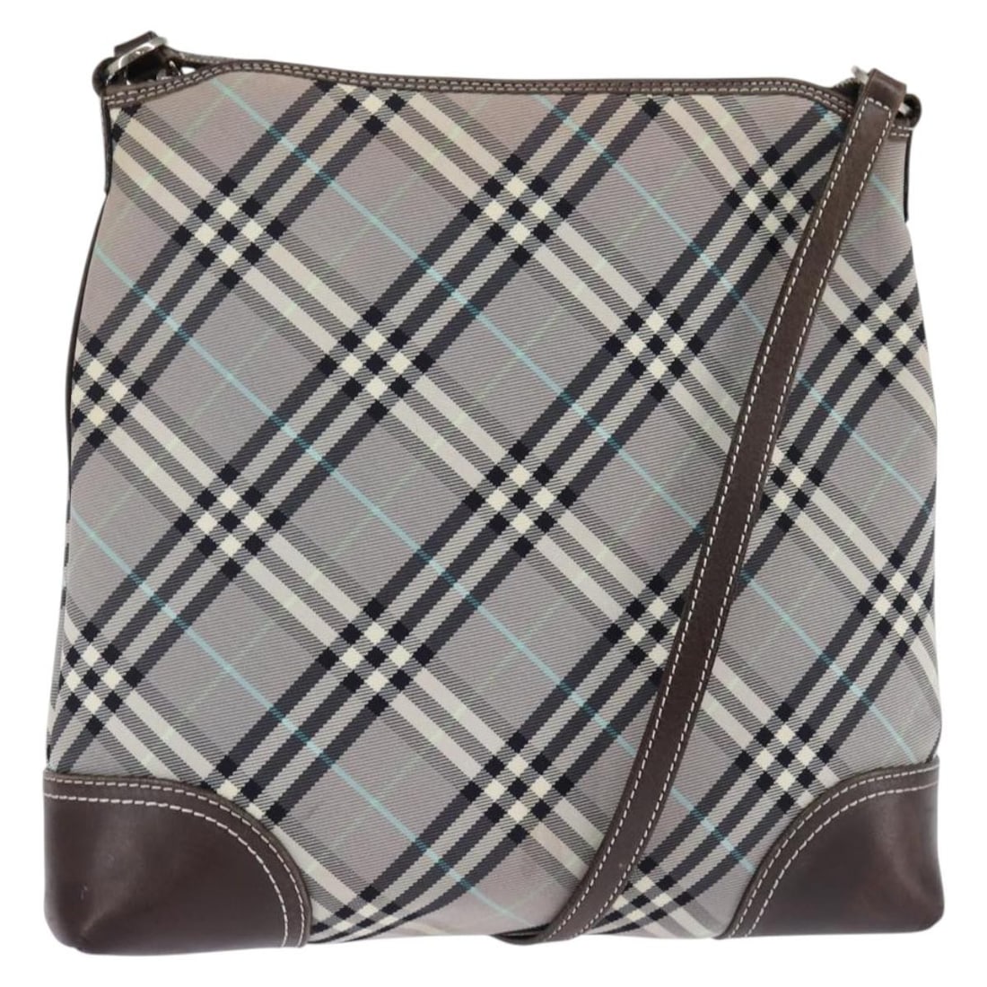 BURBERRY Nova Check Gray Silver Nylon Shoulder Bag Auth Japan (1 of 18)