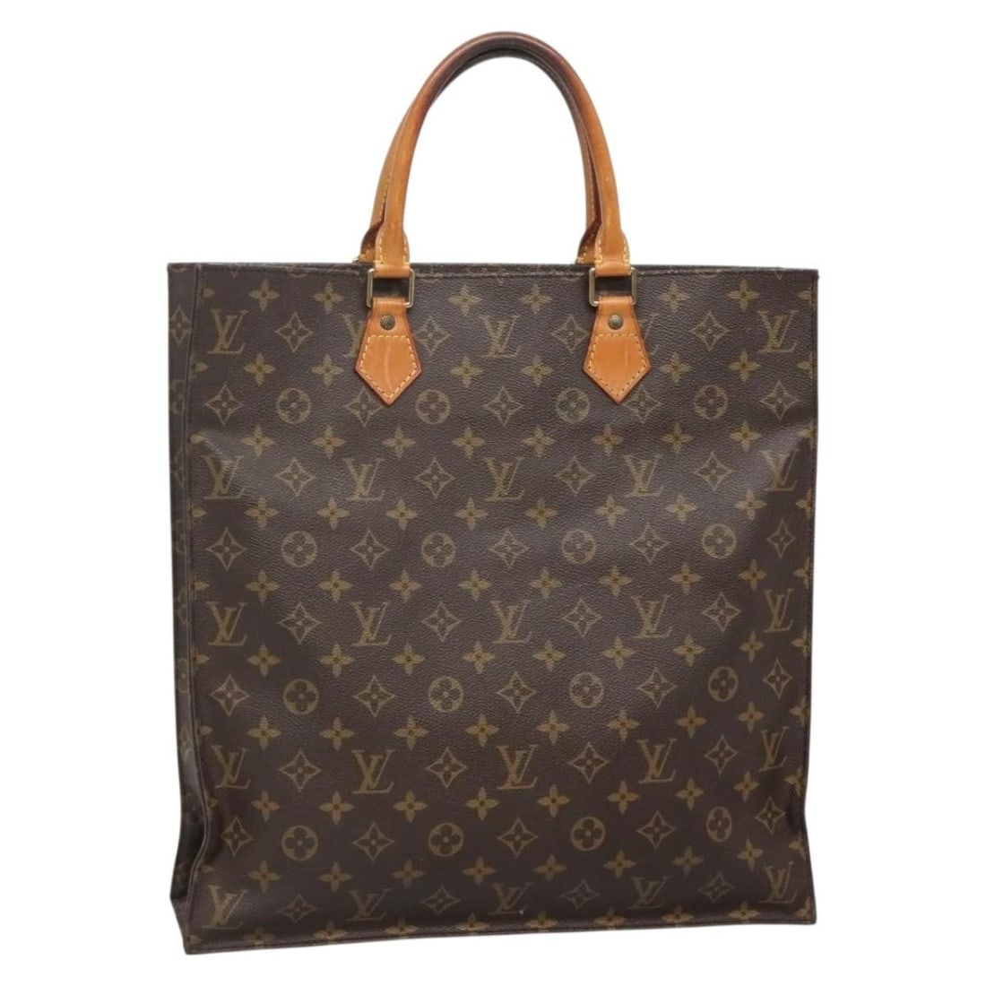 Authentic LOUIS VUITTON Monogram Sac Plat Hand Bag M51140 (1 of 18)