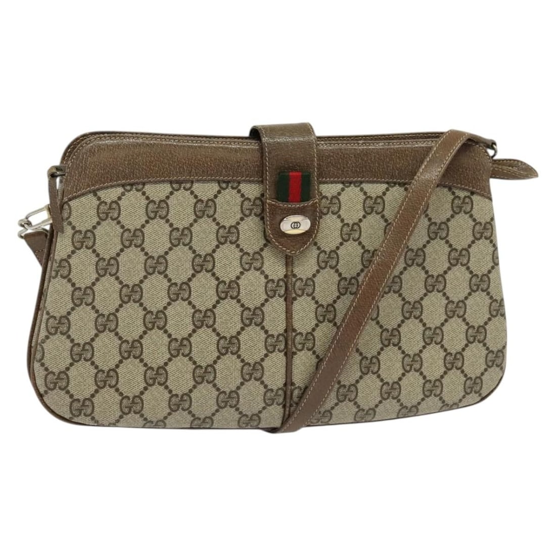 GUCCI GG Supreme Sherry Line Shoulder Bag Beige Red PVC Made in Italy: GUCCI GG Supreme Sherry Line Shoulder Bag Beige Red PVC Made in Italy This authentic GUCCI GG Supreme Web Sherry Line Shoulder Bag is crafted from durable PVC leather in a stylish beige and red color