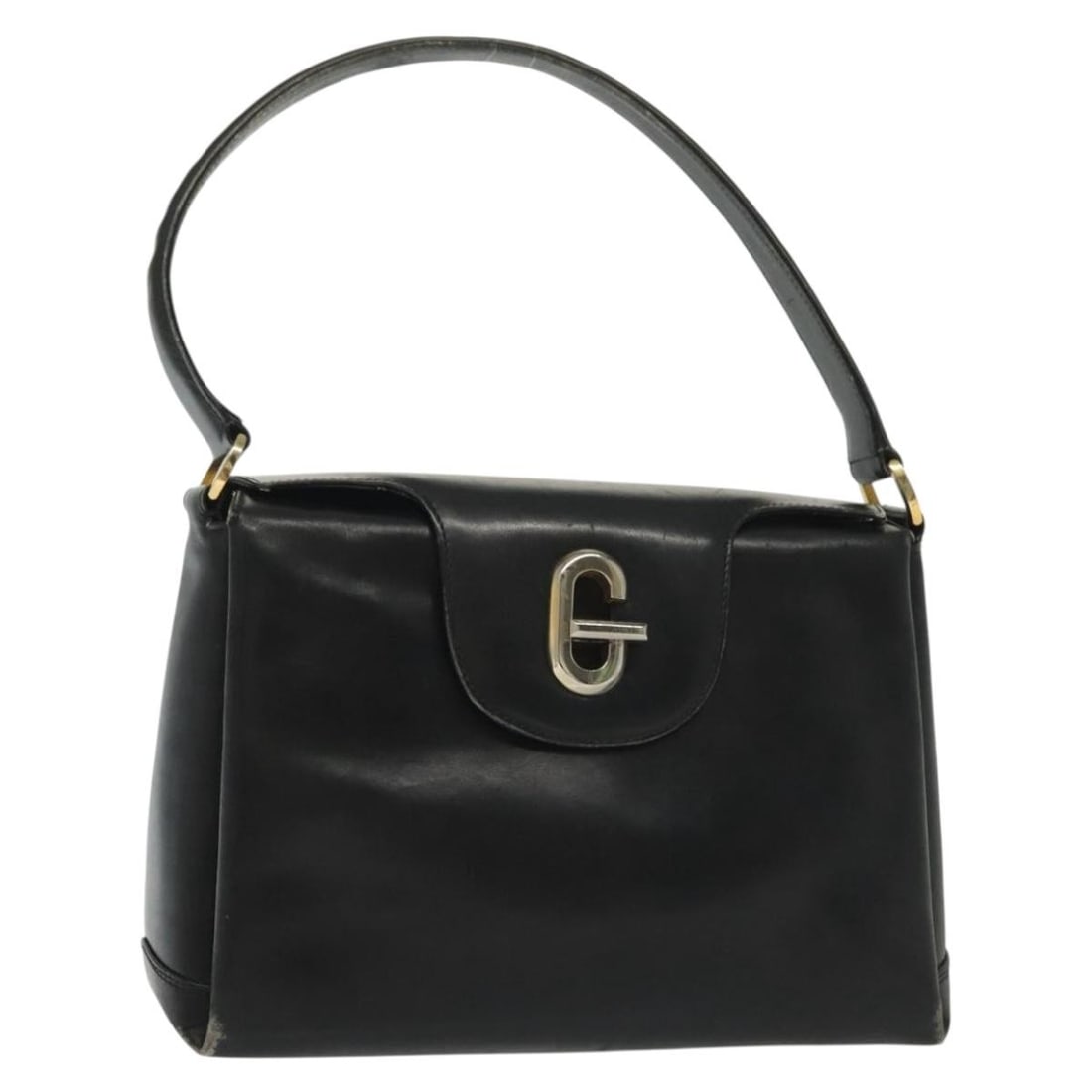 GUCCI Black Leather Hand Bag with Gold Accents Authentic: GUCCI Black Leather Hand Bag with Gold Accents Authentic This authentic GUCCI hand bag showcases a stylish combination of black leather and gold accents, embodying luxury and sophistication. Crafted i