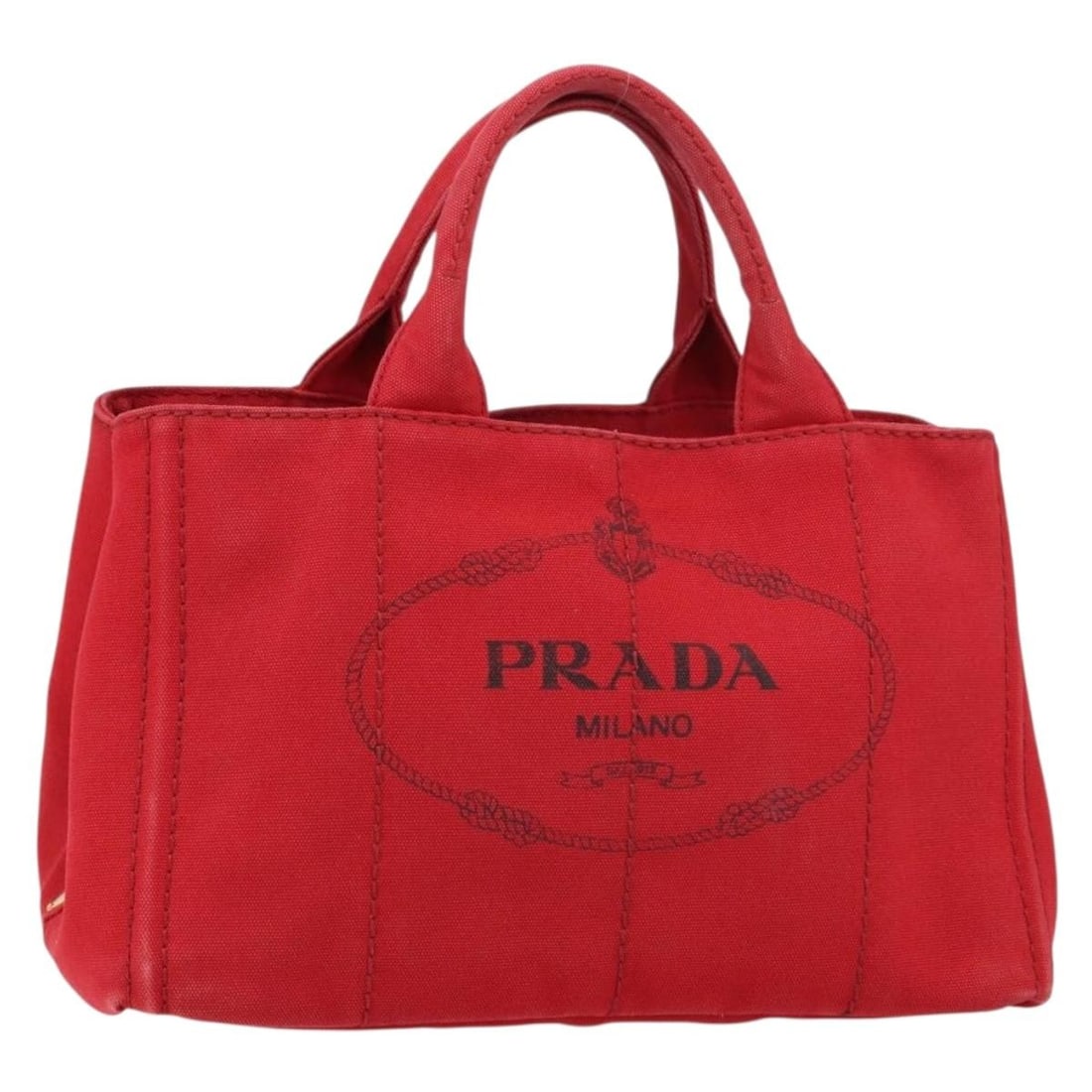 PRADA Canapa MM Red Gold Canvas Hand Bag Authentic: PRADA Canapa MM Red Gold Canvas Hand Bag Authentic This PRADA Canapa MM Hand Bag combines elegance and functionality with its striking red and gold canvas exterior. Crafted in Italy, this hand bag fea