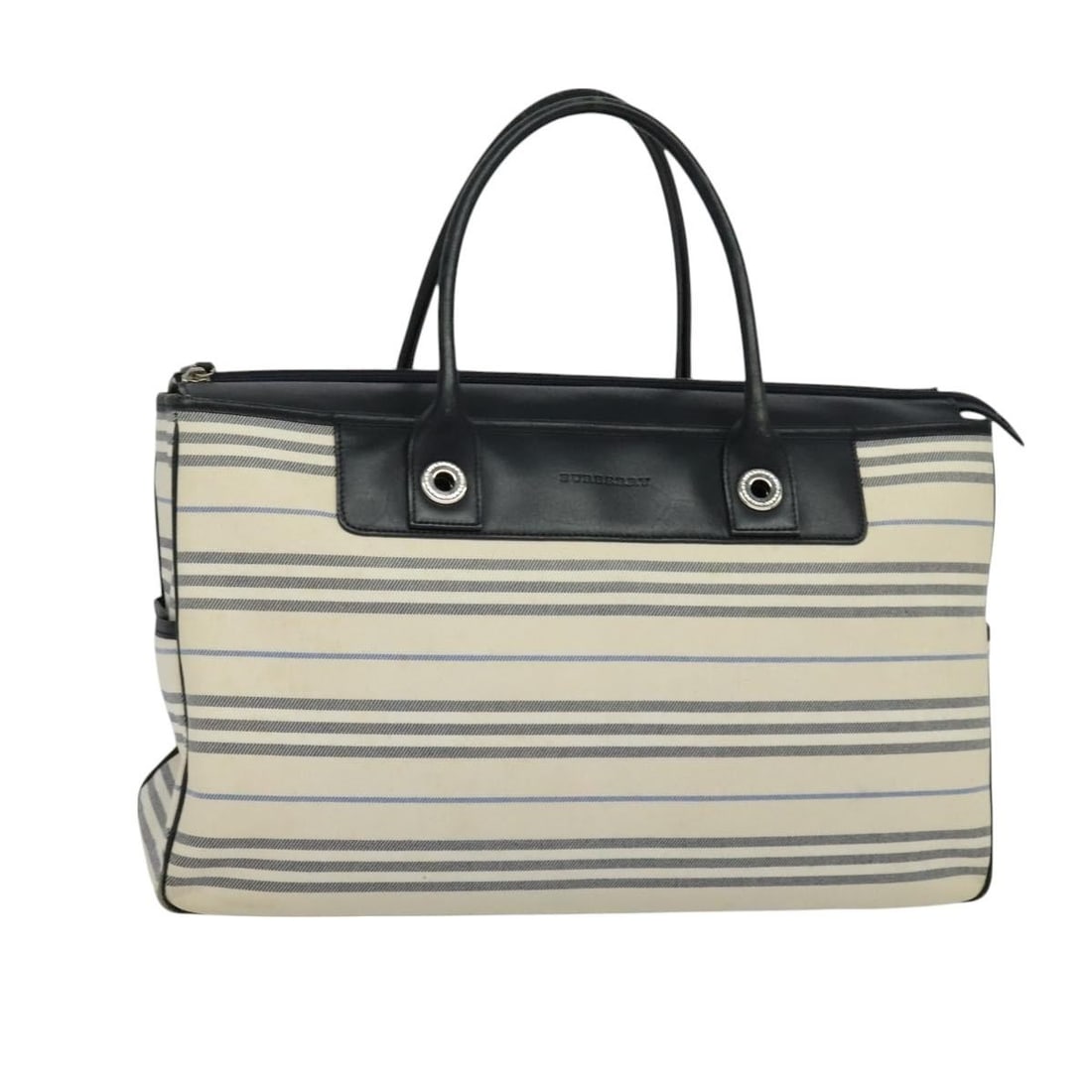 Burberry Nova Check Beige Silver Canvas Boston Bag Auth (1 of 18)