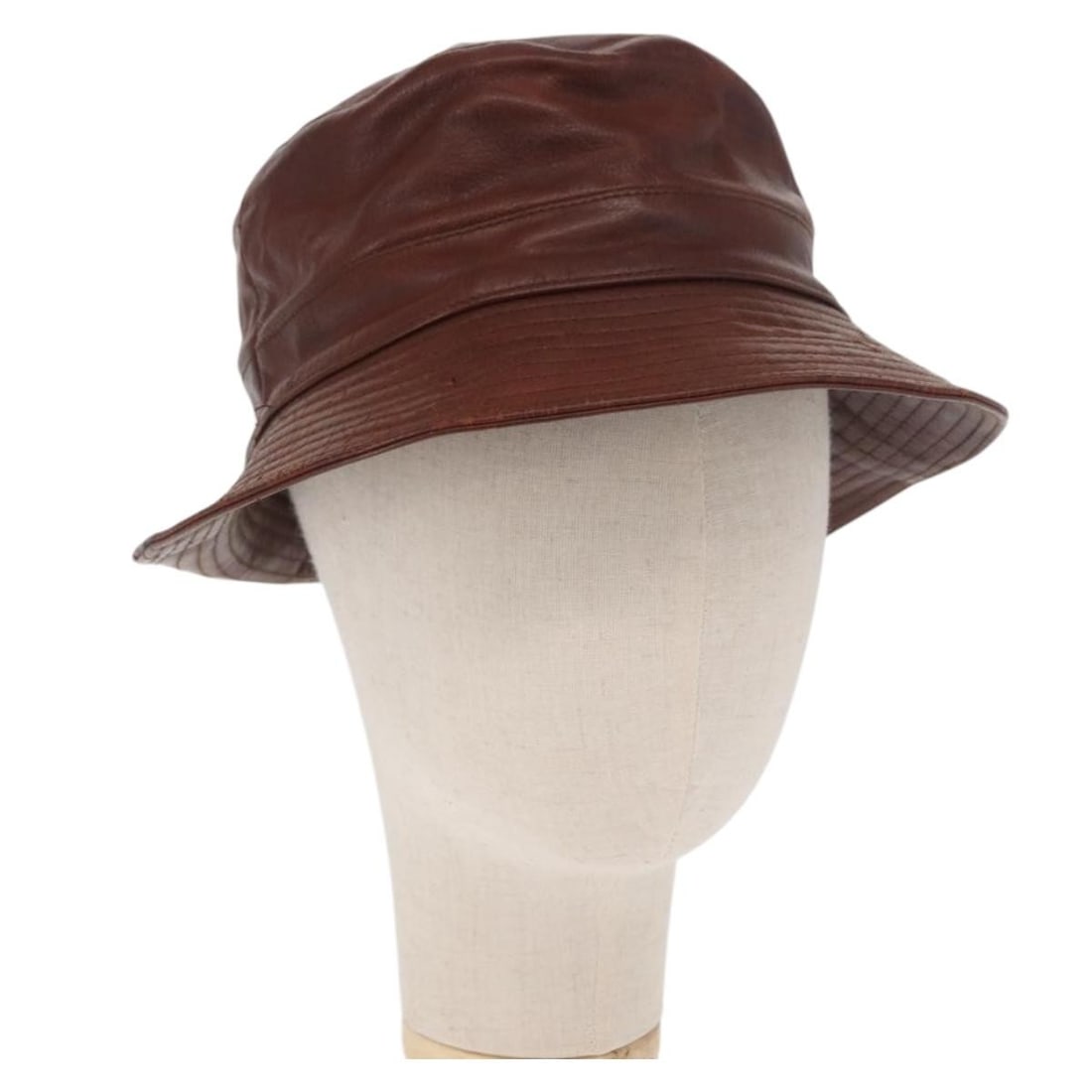 HERMES Brown Leather Hat Size 58 Authenticated: HERMES Brown Leather Hat Size 58 Authenticated Elevate your accessory collection with this authentic HERMES hat crafted from high-quality leather in a rich brown color. Designed for women, this hat fe