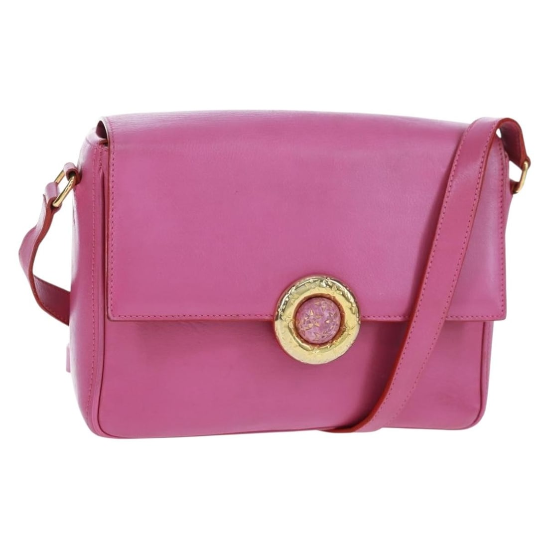 Celine Pink Gold Leather Circle Shoulder Bag Made in Italy: Celine Pink Gold Leather Circle Shoulder Bag Made in Italy This CELINE Circle shoulder bag features pink and gold leather with a structured, circular silhouette. The bag is crafted in Italy and includ