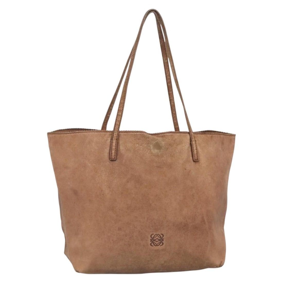 LOEWE Anagram Brown Leather Tote Bag Made in Spain: LOEWE Anagram Brown Leather Tote Bag Made in Spain This LOEWE Anagram Tote Bag is a sophisticated accessory crafted from high-quality leather in a rich brown hue. The bag features a practical design,