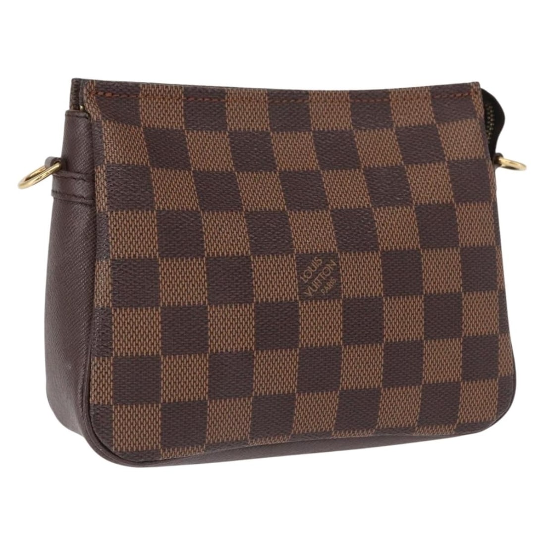 Louis Vuitton Damier Ebene Canvas Makeup Pouch N51982 France: Louis Vuitton Damier Ebene Canvas Makeup Pouch N51982 France This is a Louis Vuitton Damier Ebene Trousse makeup pouch, crafted from Damier Ebene canvas. The pouch features a compact design with a bro