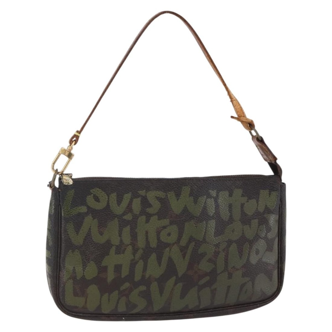 LOUIS VUITTON Graffiti Pouch Khaki Monogram M92191 Auth: LOUIS VUITTON Graffiti Pouch Khaki Monogram M92191 Auth This LOUIS VUITTON Graffiti Pochette Accessoires Pouch is a stylish accessory crafted from durable Monogram Graffiti Canvas in a chic khaki colo
