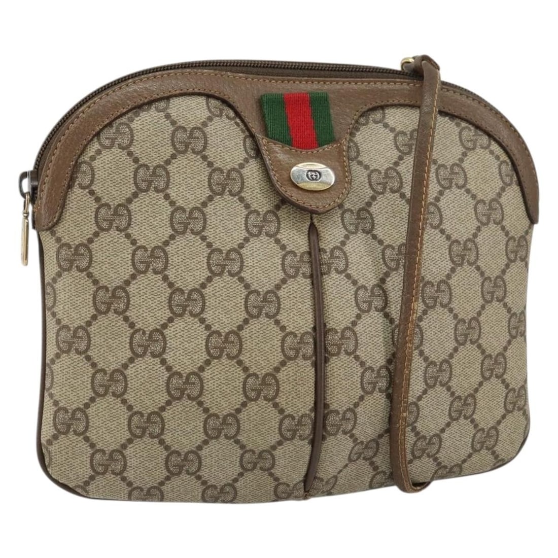 Beige GG Supreme Sherry Line Shoulder Bag by Gucci Model 904 02 047: Beige GG Supreme Sherry Line Shoulder Bag by Gucci Model 904 02 047 This is a Gucci GG Supreme Web Sherry Line shoulder bag crafted in beige and gold PVC leather with GG canvas accents. Made in Italy,