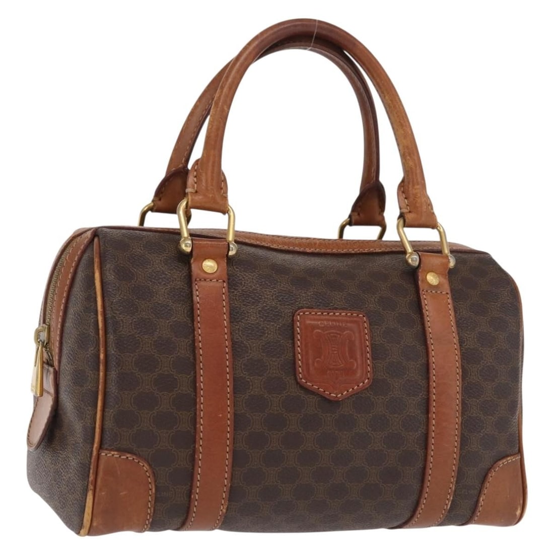 Celine Macadam Brown PVC Handbag with Gold Accents (1 of 18)