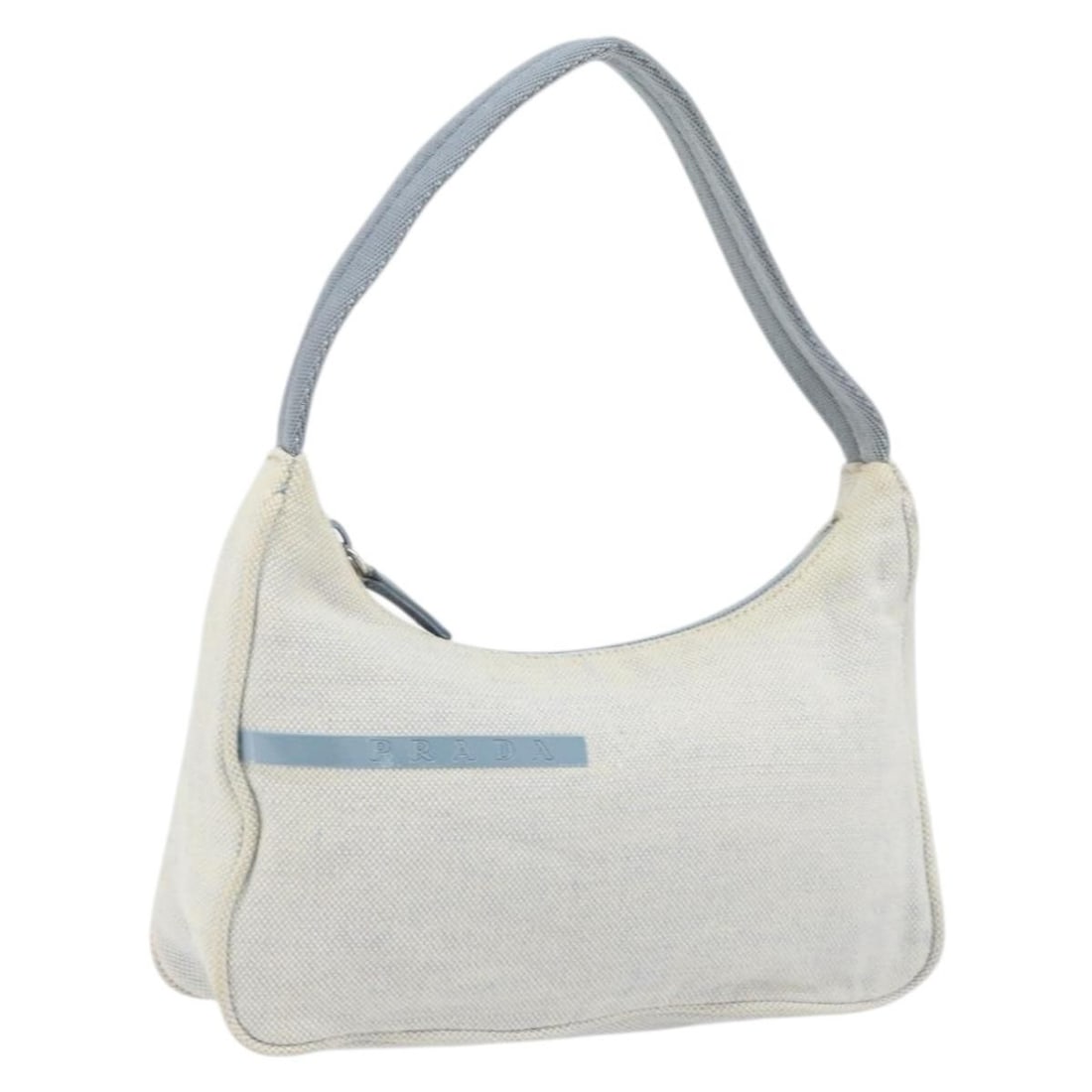 Prada Canvas Gray and Blue Sports Series Handbag from Italy: Prada Canvas Gray and Blue Sports Series Handbag from Italy This PRADA Sports hand bag features a gray and blue canvas exterior and is crafted in Italy. The bag is designed with a compact structure an