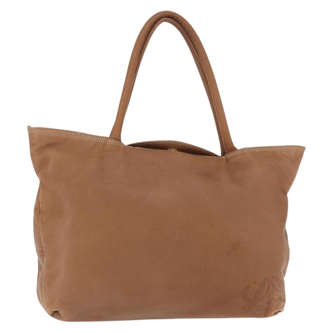 LOEWE Brown Gold Leather Anagram Tote Bag Auth 151671 Spain: LOEWE Brown Gold Leather Anagram Tote Bag Auth 151671 Spain This LOEWE Anagram Tote Bag is an exquisite blend of style and functionality, crafted from high-quality leather in a rich brown and gold col