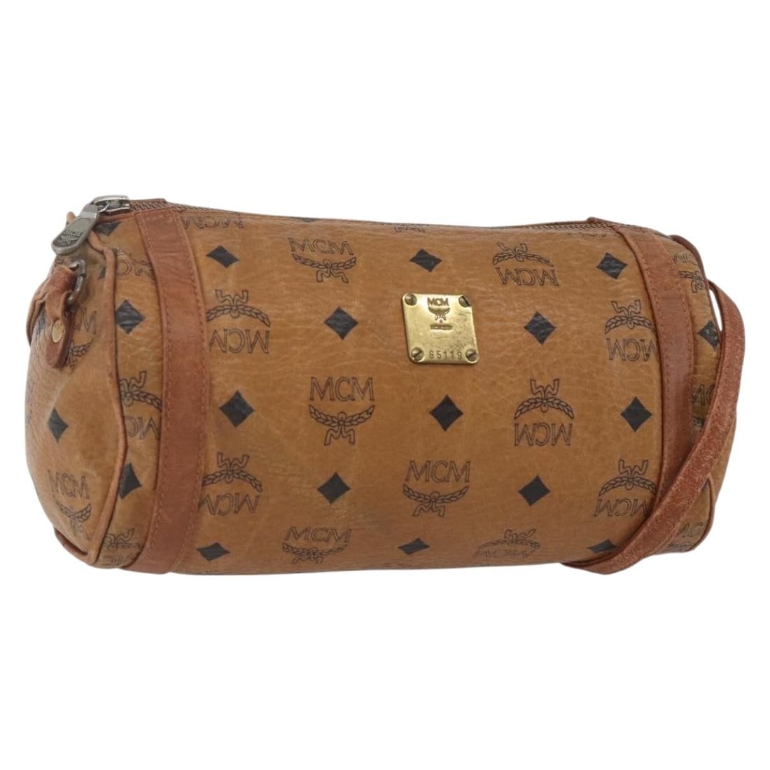 MCM Vicetos Brown PVC Leather Shoulder Bag Gold Accents: MCM Vicetos Brown PVC Leather Shoulder Bag Gold Accents This MCM Logogram Vicetos shoulder bag features a brown and gold PVC leather exterior with a structured design. The bag includes a shoulder stra