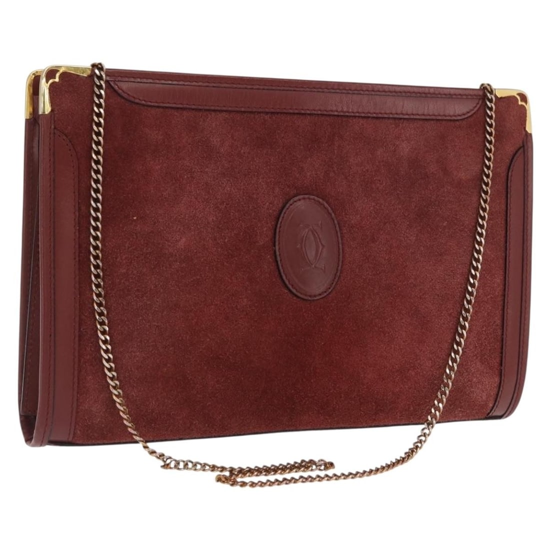 Cartier Must Line Bordeaux Leather Shoulder Bag with Gold Hardware (1 of 18)