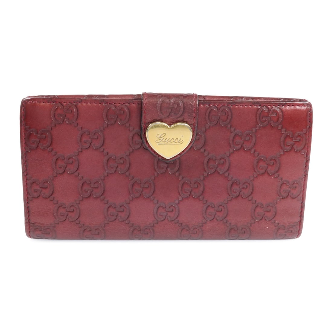 Red Calfskin GG Long Wallet by Gucci with Gold Tone Hardware: Red Calfskin GG Long Wallet by Gucci with Gold Tone Hardware This GUCCI long bifold wallet is crafted from red calfskin leather and features a classic bifold design. Made in Italy, it showcases elegan