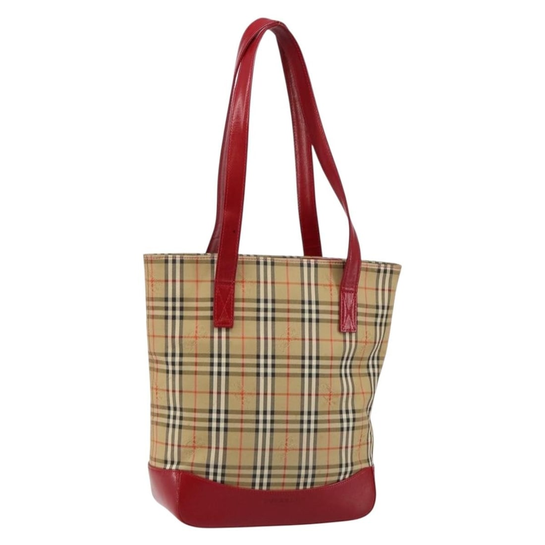 Burberry Nova Check Beige Gold Canvas Tote Bag Auth BA6606: Burberry Nova Check Beige Gold Canvas Tote Bag Auth BA6606 This Burberry Nova Check Tote Bag is a stylish and functional accessory crafted from durable canvas. The exterior features a chic beige and g