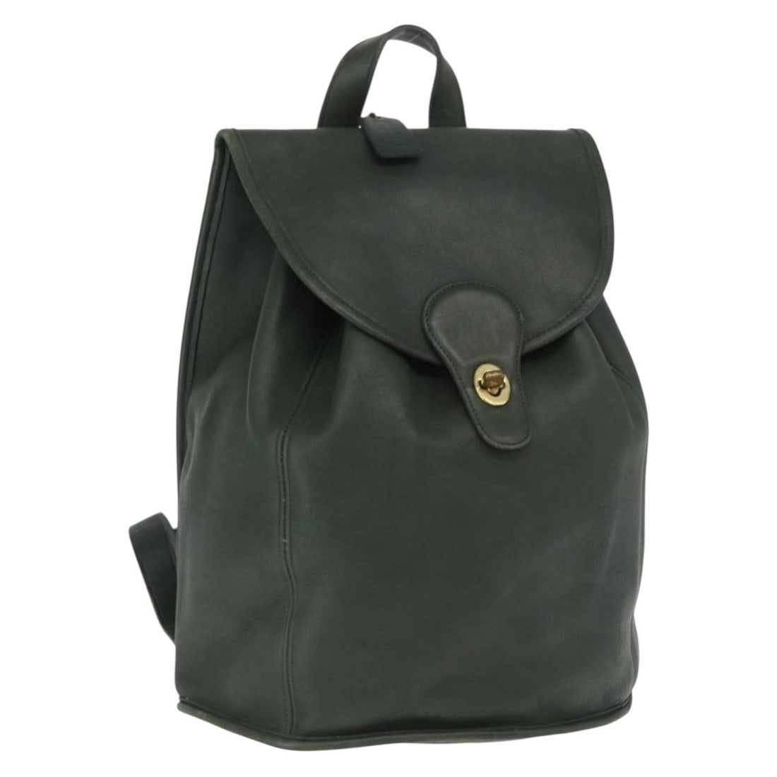 Coach Green Leather Backpack with Gold Accents Model 160288: Coach Green Leather Backpack with Gold Accents Model 160288 This Coach backpack is crafted from green leather with gold-toned accents. Made in the USA, it features a spacious interior and classic back
