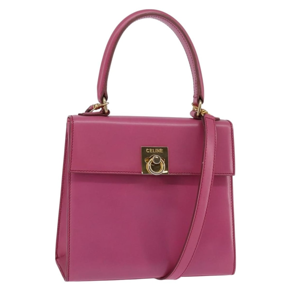 CELINE Pink Gold Leather Hand Bag 2way Auth M11 Italy: CELINE Pink Gold Leather Hand Bag 2way Auth M11 Italy This exquisite CELINE Hand Bag combines timeless elegance with practicality. Crafted from high-quality leather, this versatile 2-way bag features