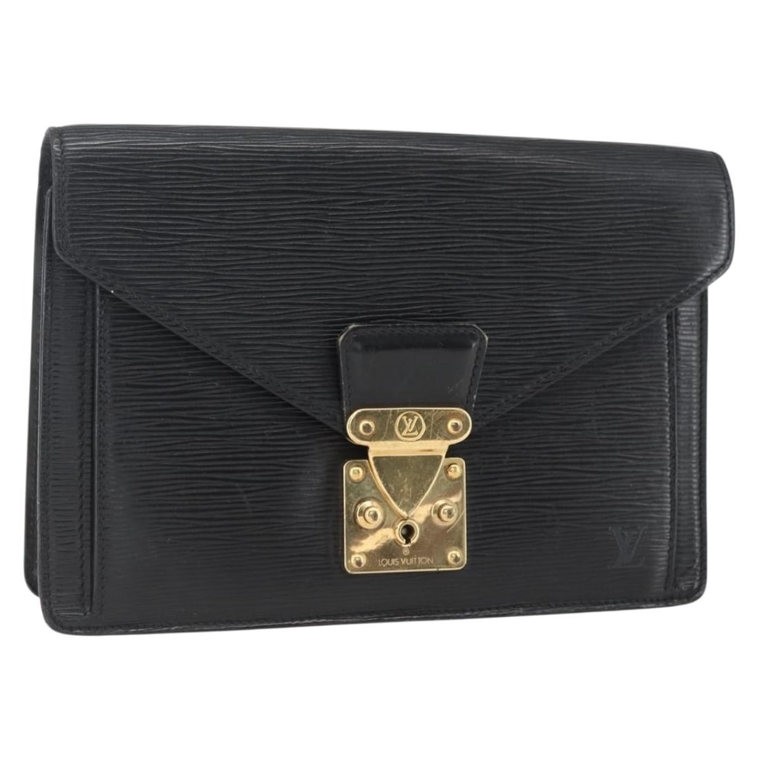 LOUIS VUITTON Epi Leather Dragonne Clutch Bag Black M52612 Auth (1 of 18)