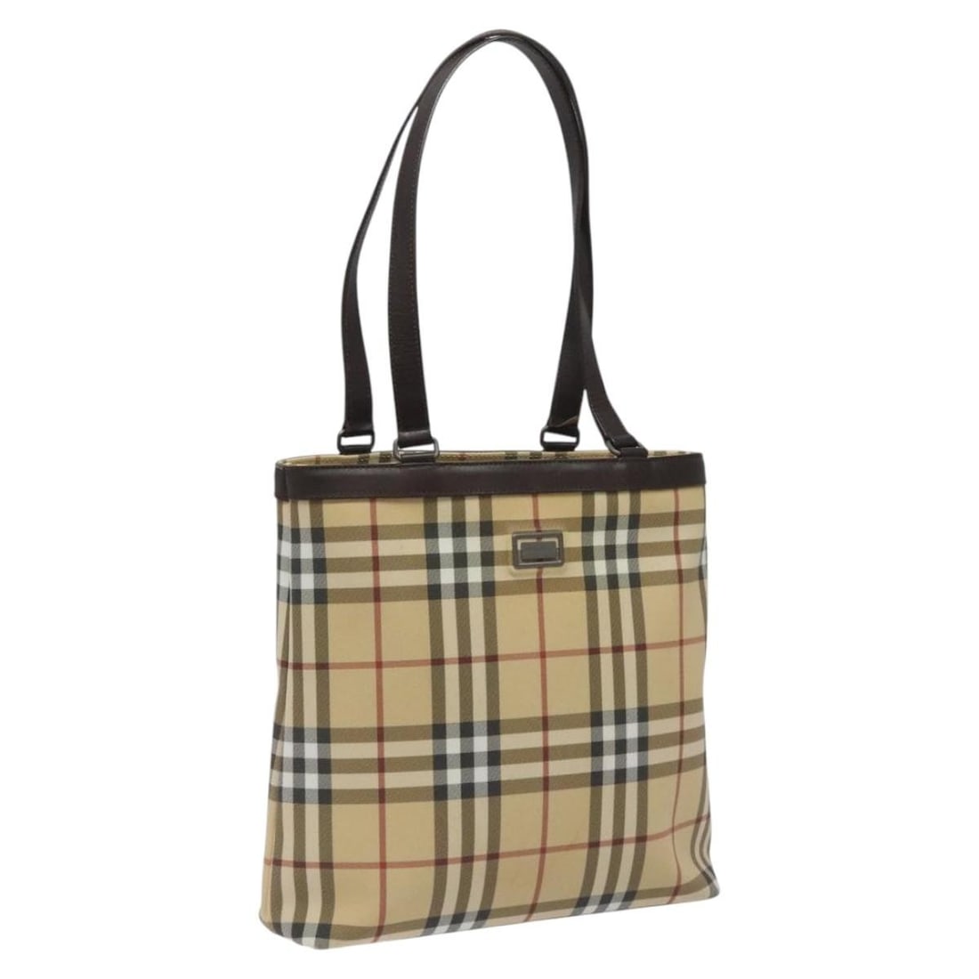 BURBERRY Nova Check Tote Bag Beige Brown PVC Leather (1 of 18)