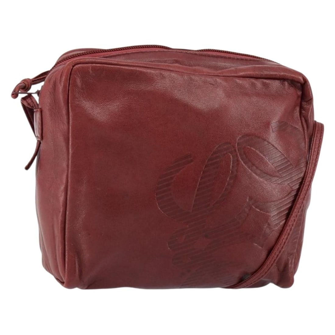 LOEWE Anagram Bordeaux Leather Shoulder Bag Authentic: LOEWE Anagram Bordeaux Leather Shoulder Bag Authentic This LOEWE Anagram Shoulder Bag showcases a rich Bordeaux leather exterior, perfect for adding a pop of color to any outfit. Designed for both sty