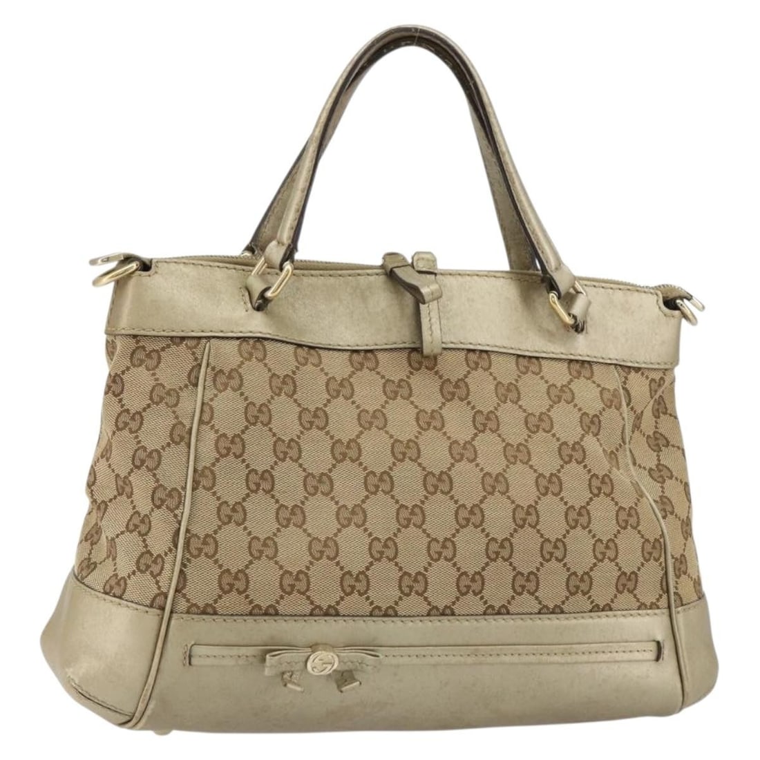 Beige Gold GG Canvas Gucci 269894 Handbag with Shoulder Strap: Beige Gold GG Canvas Gucci 269894 Handbag with Shoulder Strap This Gucci GG Canvas handbag features the iconic beige and gold design with GG canvas exterior. The bag includes both a shoulder strap and