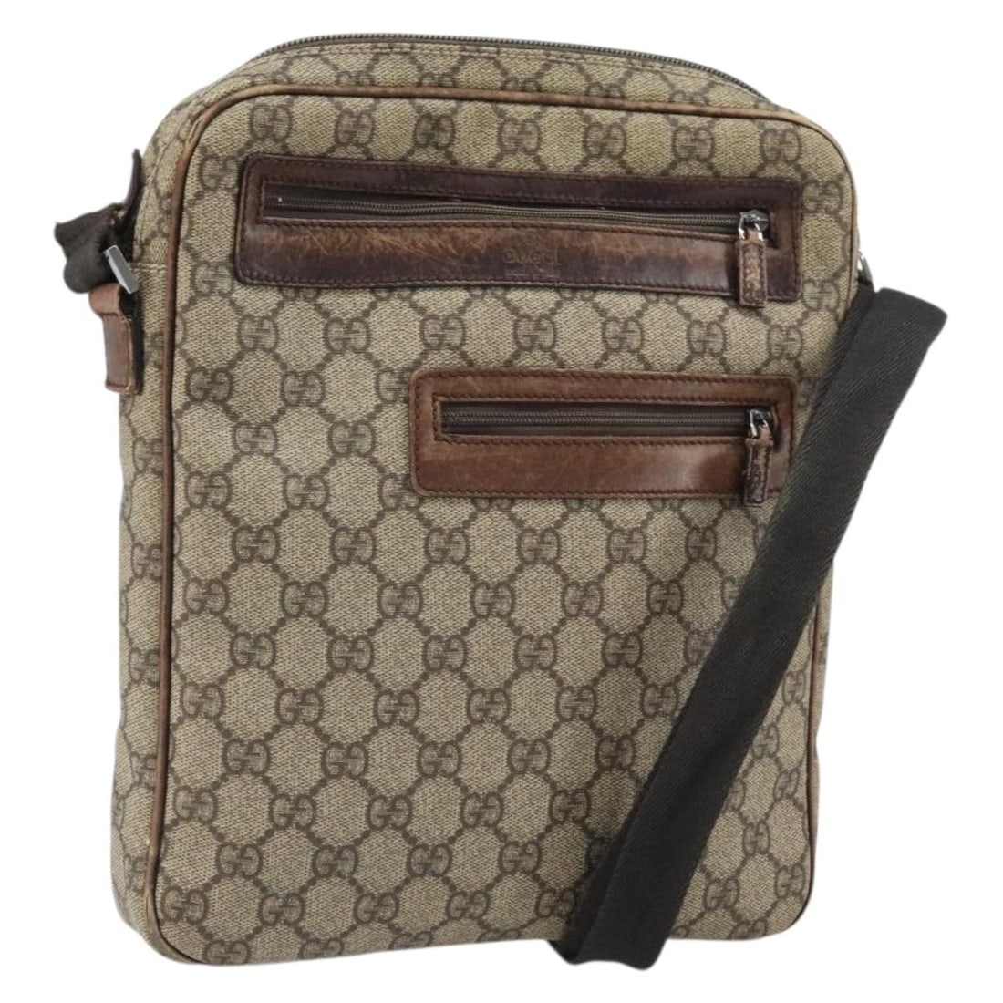 Beige GG Supreme 92551 Shoulder Bag by Gucci in PVC Leather: Beige GG Supreme 92551 Shoulder Bag by Gucci in PVC Leather This GUCCI GG Supreme shoulder bag features beige PVC leather and GG canvas for a classic look. Made in Italy, it offers an adjustable shoul